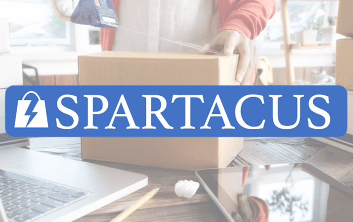 Spartacus logo over shipping store
