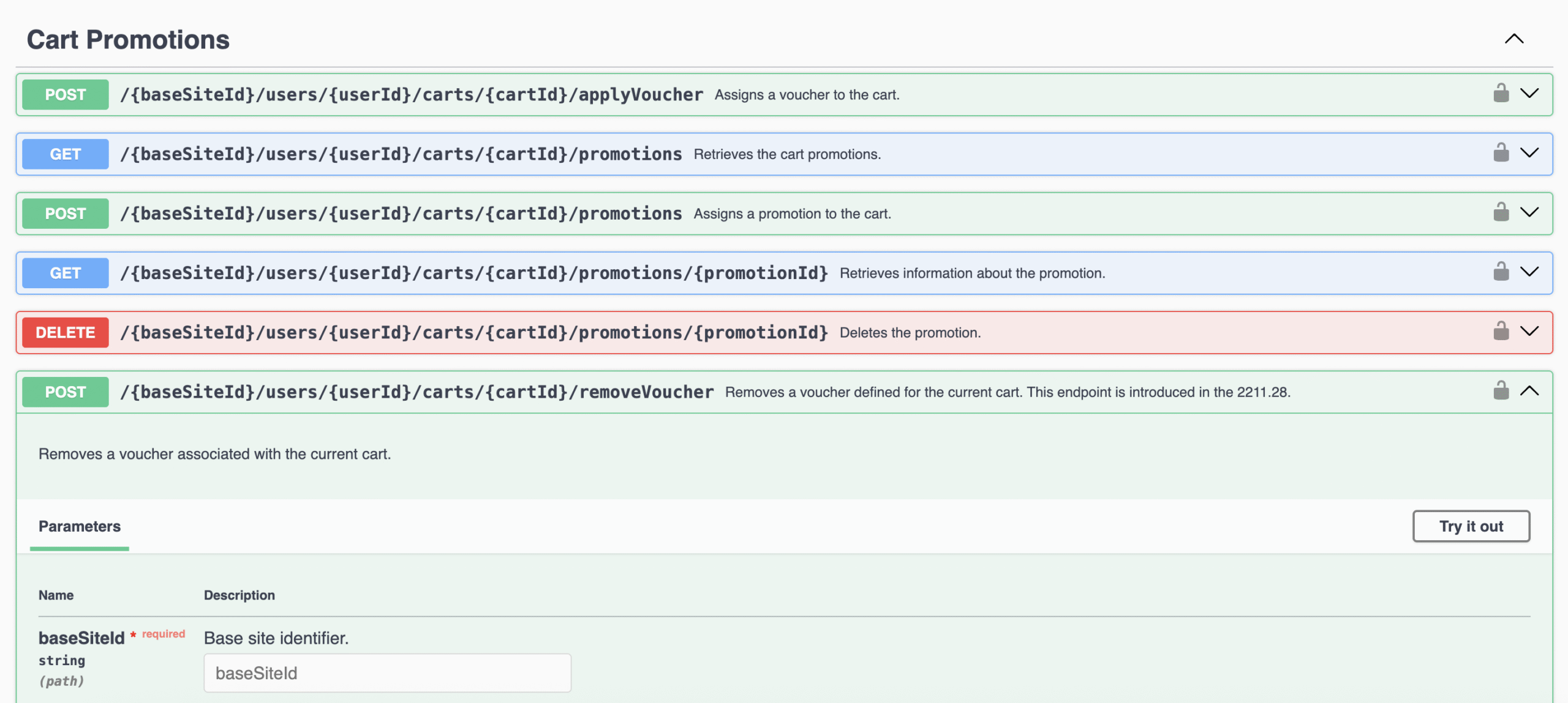 Swagger interface providing version information of the endpoints Swagger interface providing version information in the endpoints