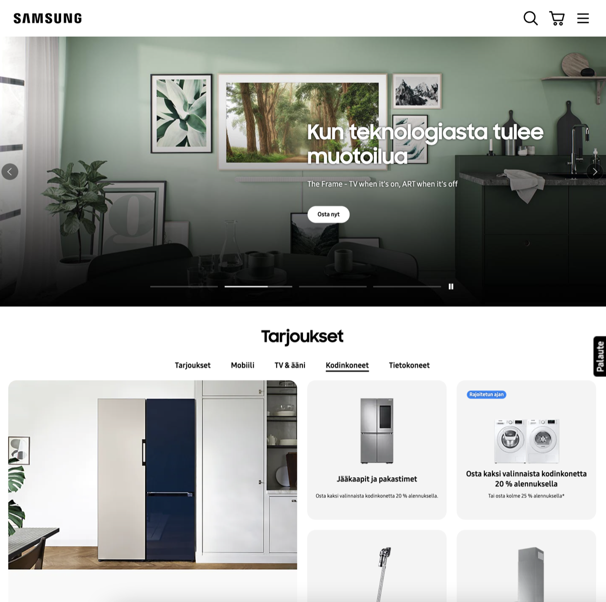 Homepage. Samsung Finland site